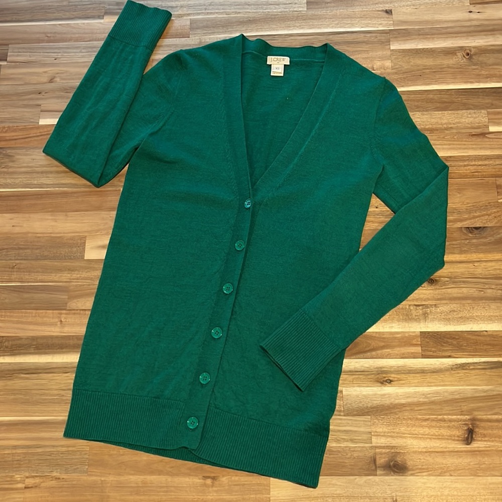 JCrew Green Wool Cardigan